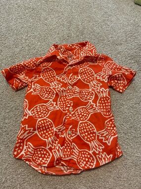 Carter's Orange Pineapple-Print Button Shirt
